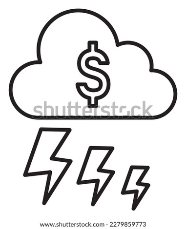 Project management dollar sign, storm vector icon illustration.