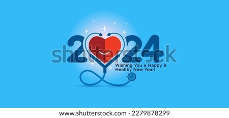 Vector illustration of Healthcare clinic concept and background. Creative for 2024 new year greetinng card. Royalty-Free Stock Photo #2279878299