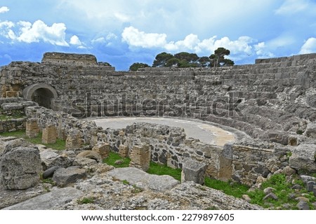 Ancient Phoenician and Roman archeological site of Nora, closeby Cagliari, on Sardinia, Italy Royalty-Free Stock Photo #2279897605