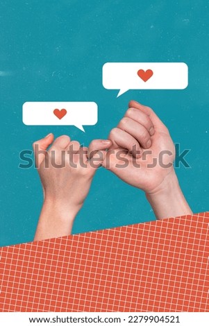 Creative 3d photo artwork graphics collage painting of arms fingers put up together isolated drawing background
