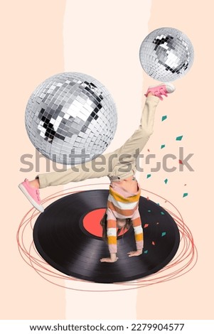Creative 3d photo artwork graphics collage painting of carefree teenager dancing having fun isolated drawing background