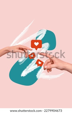 Photo cartoon comics sketch collage picture of arms pointing fingers feedback hearts isolated drawing background Royalty-Free Stock Photo #2279904673