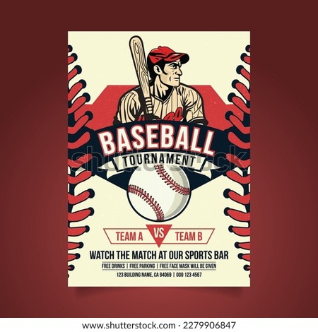 Baseball Flyer Design Template for Sport Event, Tournament or Championship