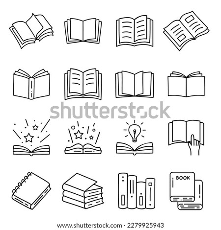 read book doodle icon set