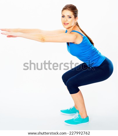 fitness woman doing yoga  exercise.  white background isolated