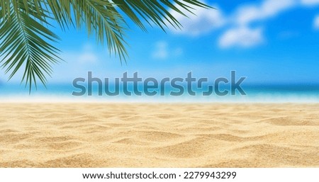 Beautiful sandy beach with blur sky and tree summer Royalty-Free Stock Photo #2279943299