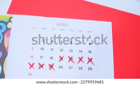 2023 Eid al-Fitr joint leave calendar in April. Holiday Calendar April 2023. Indonesian Holiday on Eid al-Fitr. Selective focus Royalty-Free Stock Photo #2279959681