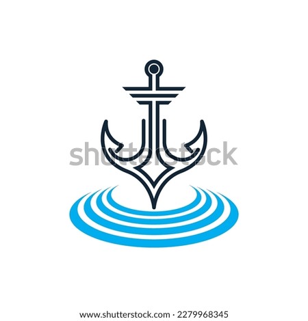 Anchor logo icon boat ship marine navy design vector