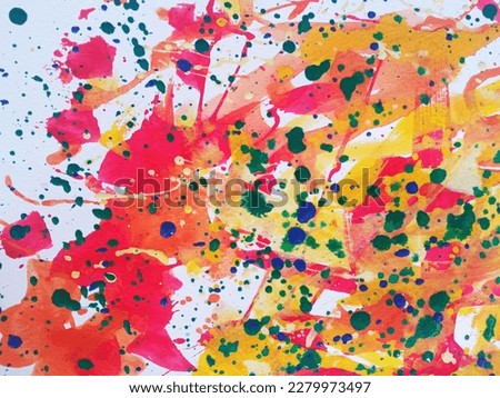 Abstract soft blur colorful watercolor splash on white paper for design or backgound texture, colourful paint, art paper, top view