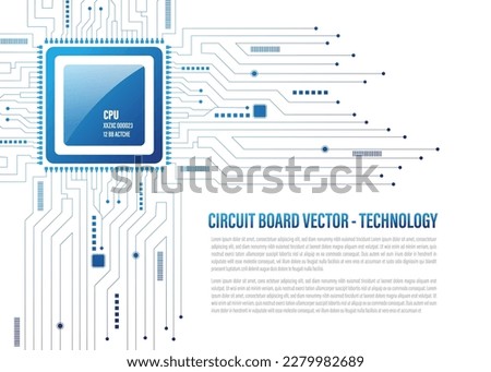 Circuit board microchip processor on the blue background. Quantum computer, large data processing, database concept. CPU isometric banner. Digital chip Central Computer Processors CPU concept. Royalty-Free Stock Photo #2279982689