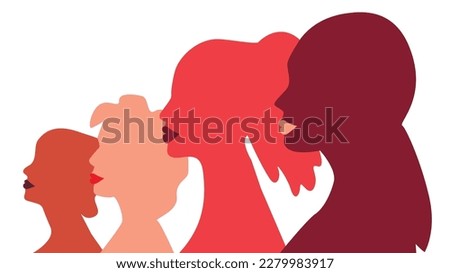 Womens with lips in profile view. Concept womans day and beaty. Vector