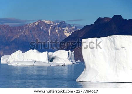 Arctic-Greenland, icebergs in Uummannaq Fjord the large fjord system in the northern part of western Greenland Royalty-Free Stock Photo #2279984619