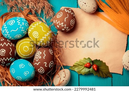 Easter Card. Easter Eggs Background. Easter Day Celebration.