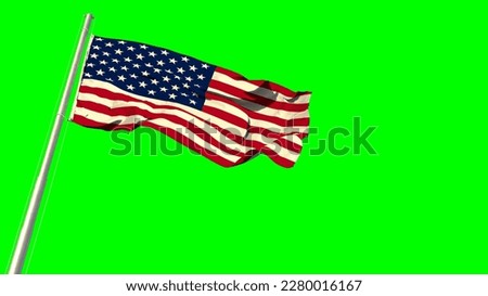 Waving glorious flag of USA on green screen, isolated - object 3D illustration