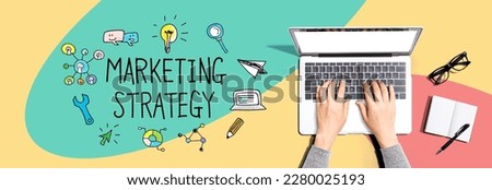Marketing strategy with person using a laptop computer