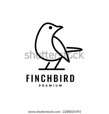 animal bird finch minimal line art simple modern logo design vector