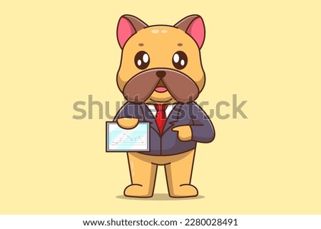 Cute Bulldog Dog Showing Stock Market Graph