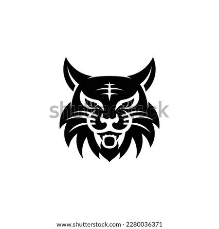 Cat smiling Logo design vector template Negative space style
