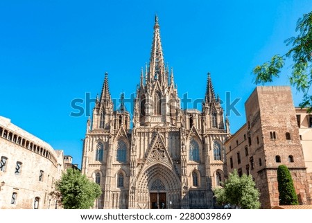 Cathedral of Holy Cross and Saint Eulalia in Gothic quarter, Barcelona, Spain Royalty-Free Stock Photo #2280039869