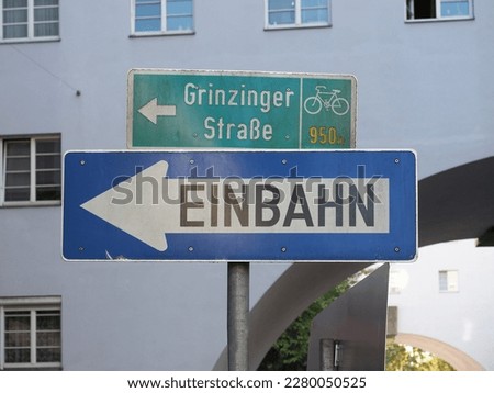 Einbahn translation one way road traffic sign