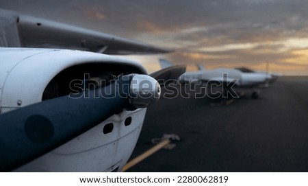 Small aviation airplane propeller close up