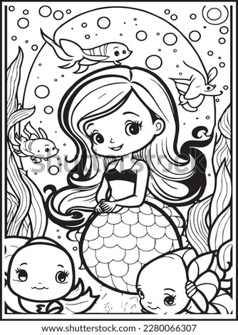 MERMAID COLORING PAGES for KIDS