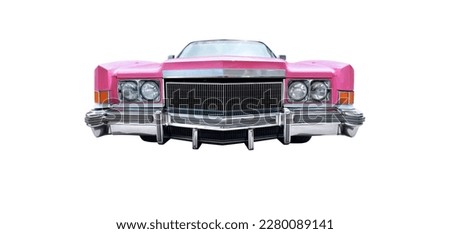 Beautiful US vintage convertible in pink Royalty-Free Stock Photo #2280089141