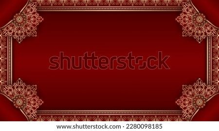 red luxury background, with gold mandala ornament