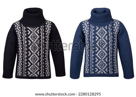Childrens knitted sweater isolated on a white
