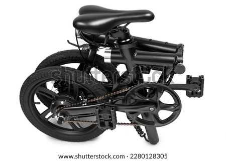 The image of electric folding bicycle under the white background