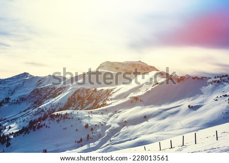 Mountains ski resort in Austria - nature and sport toning picture 