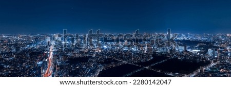 Tokyo Shinjyuku and Shibuya area panoramic view at night.