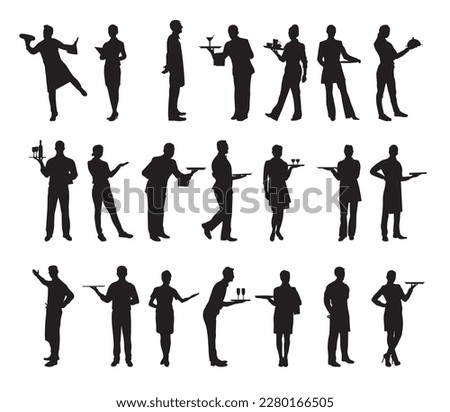 Set waitress silhouette vector illustration. Royalty-Free Stock Photo #2280166505