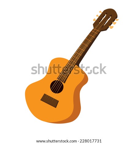 Vector illustration of an acoustic guitar in cartoon style