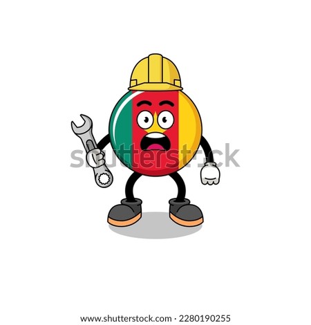 Character Illustration of cameroon flag with 404 error , character design