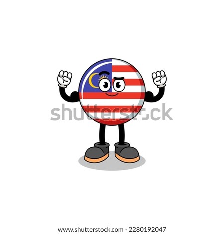 Mascot cartoon of malaysia flag posing with muscle , character design