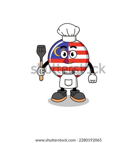 Mascot Illustration of malaysia flag chef , character design