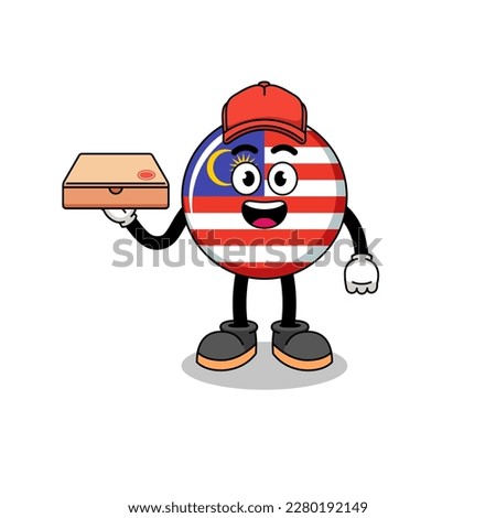 malaysia flag illustration as a pizza deliveryman , character design