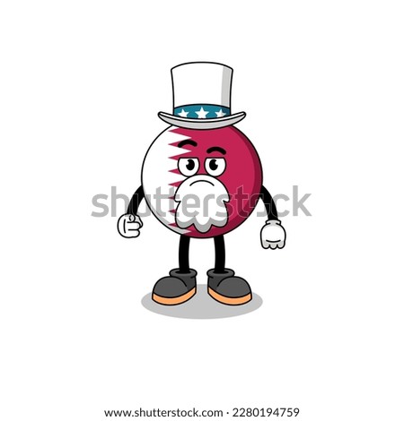 Illustration of qatar flag cartoon with i want you gesture , character design