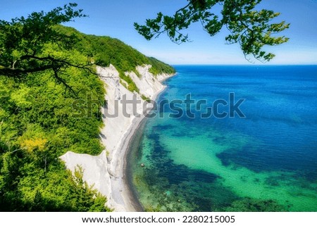 Summer at the White Cliffs of Møns Klint in the Danish Part of the Baltic Sea Royalty-Free Stock Photo #2280215005