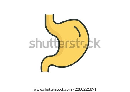 Stomach icon illustration. icon related to human organ. Flat line icon style, lineal color. Simple vector design editable