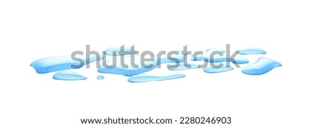 real image, spilled water drop on the floor isolated on white background with clipping path.