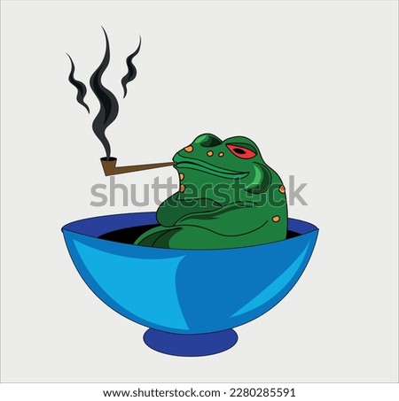 Frog smoking vector illustration cartoon on white background 