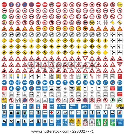 Collection of traffic signs vector Royalty-Free Stock Photo #2280327771