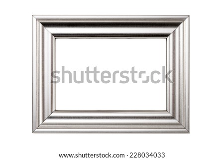 Silver picture frame isolated on white background with clipping path.
