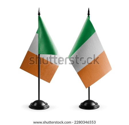 Small national flags of the Ireland on a white background.