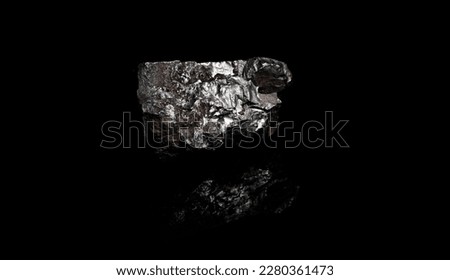 Macro Close up image of raw material Manganese Ore rock isolated on black reflective background Royalty-Free Stock Photo #2280361473