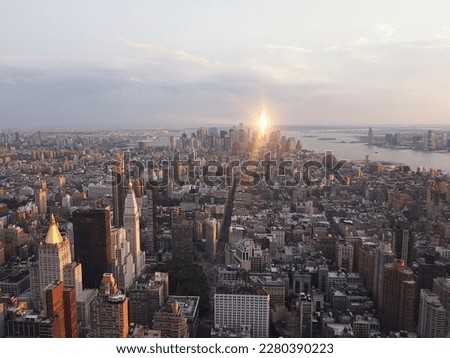 top view from manhattan at sunset