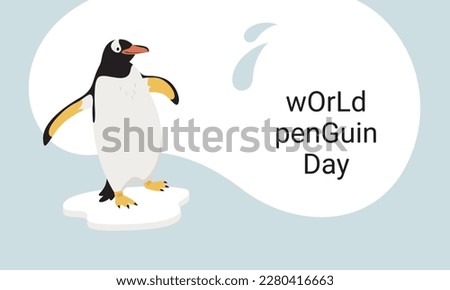 Penguin on the background with a smear. Vector flat image of an animal. Isolated on white background
