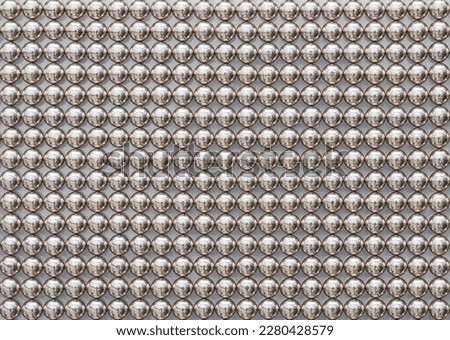 Little silver chrome magnetic balls arranged in rows. Seamless pattern background